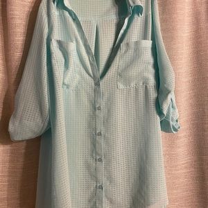 Express Sheer Button Up Blouse